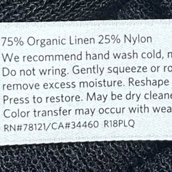 NWT EILEEN FISHER Organic Linen Délavé Bateau Neck Top XS Black Flare Sleeves 2 - Picture 8 of 9